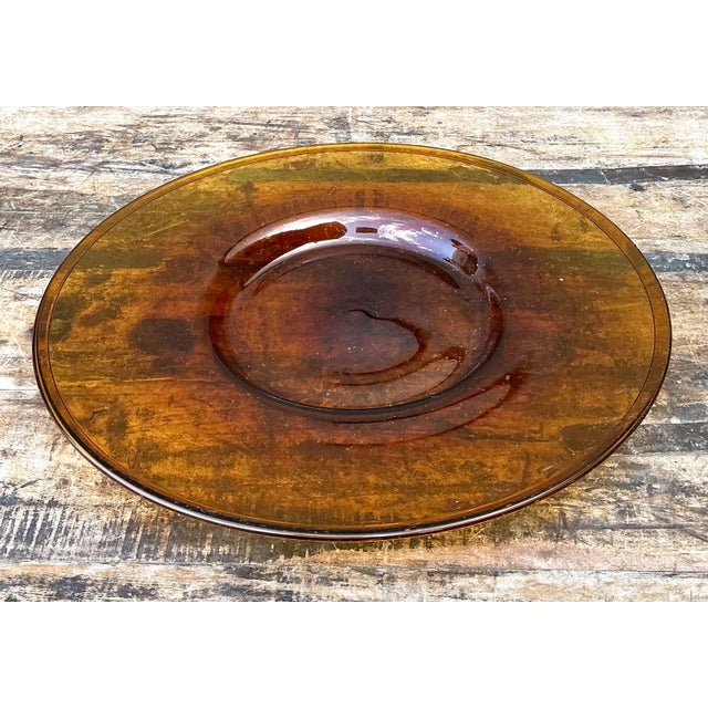 Vintage Amber Glass Serving Tray For Sale - Image 4 of 12