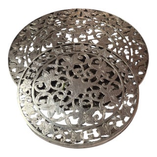 A Set of Vintage Webster Sterling Silver Overlay Trivets For Sale