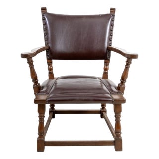 Charles II Style Oak Armchair For Sale