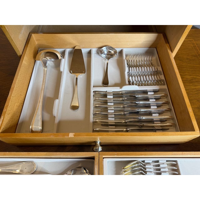 Gray French Silverplate Flatware Set by Guy Degrenne, Set of 127 For Sale - Image 8 of 11
