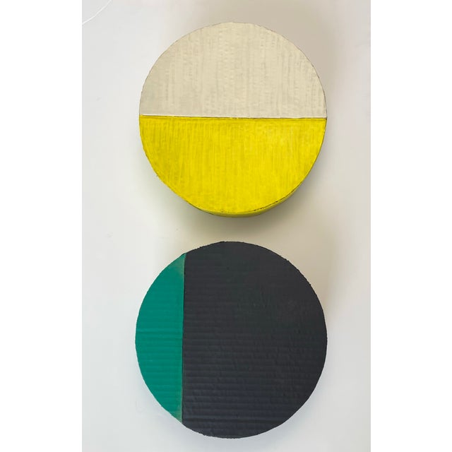 Round Sculpture With Black and Green For Sale - Image 4 of 7