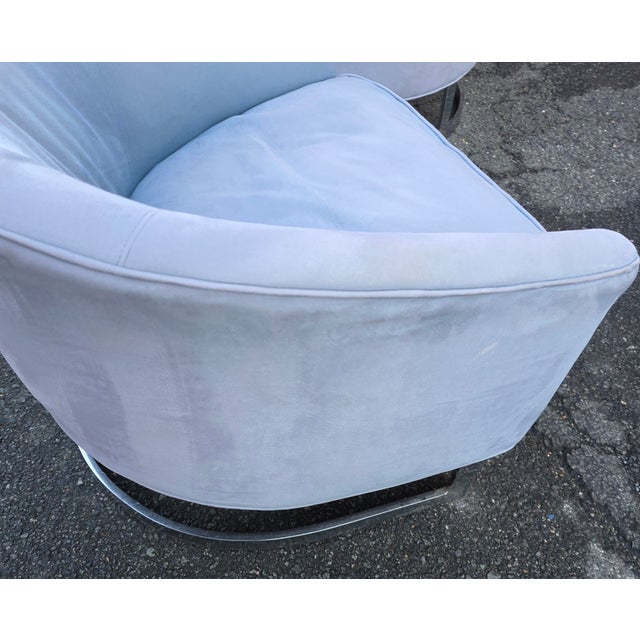 Pair of Mid-Century Chrome Strap Barrel Lounge Chairs Attributed to Finn Andersen for Selig For Sale - Image 11 of 15