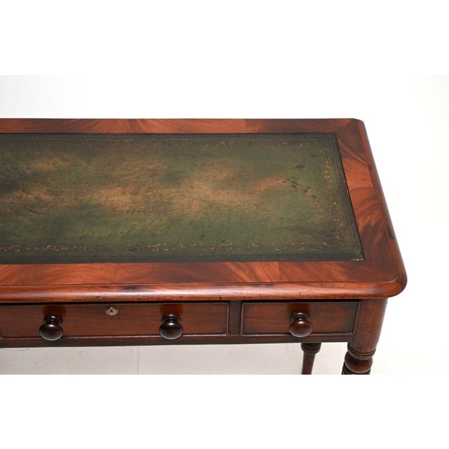 Brown Antique Early Victorian Leather Top Writing Table, 1830s For Sale - Image 8 of 11