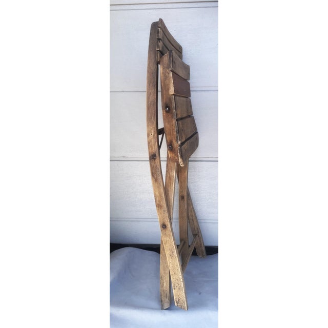 1960s Rustic Folding Wooden Chair 1950s For Sale - Image 5 of 16