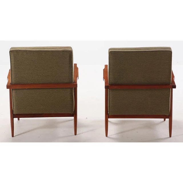 Pair of Walnut Open Arm Chairs, C. 1950 For Sale - Image 4 of 8