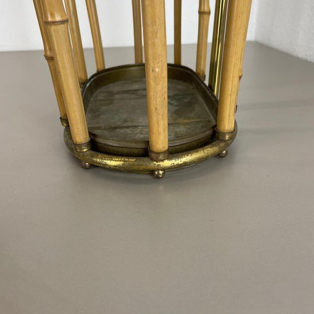 Hollywood Regency Brass and Bamboo Umbrella Stand in the style of Auböck, Austria, 1950s For Sale - Image 13 of 18