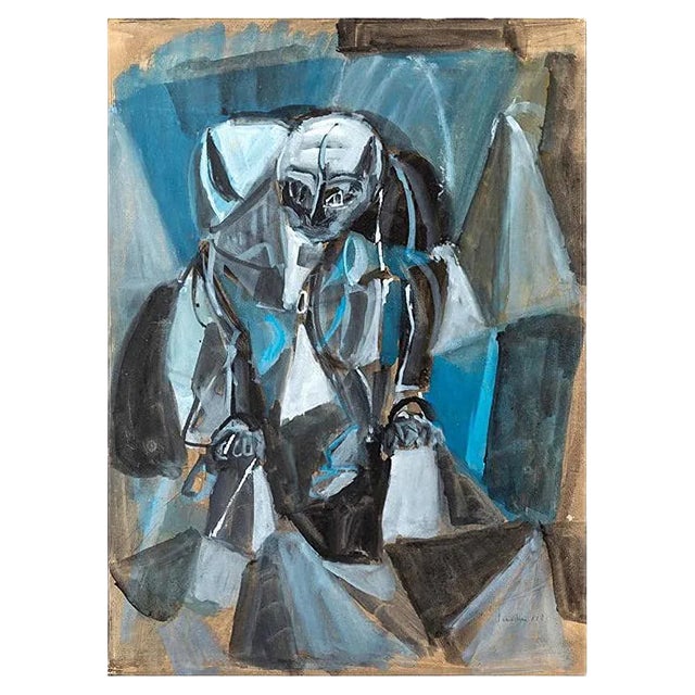 Abstract Composition - Original Tempera on Have paper by P. Sadun - 1953 1953 For Sale