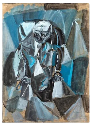 Abstract Composition - Original Tempera on Have paper by P. Sadun - 1953 1953