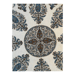 Samarkand by Peter Dunham Linen Fabric Color Blue / Brown 2 7/8 Yards