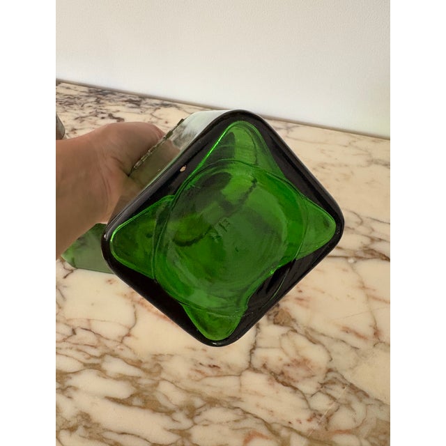 Vintage Green Glass Decanters With Pewter Cage and Stopper - Pair For Sale - Image 9 of 9