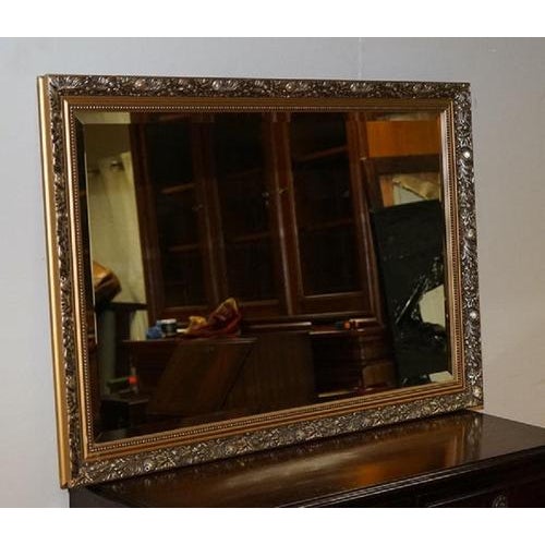 Vintage Silver and Gold Bevelled Mirror, 1940s For Sale - Image 4 of 9