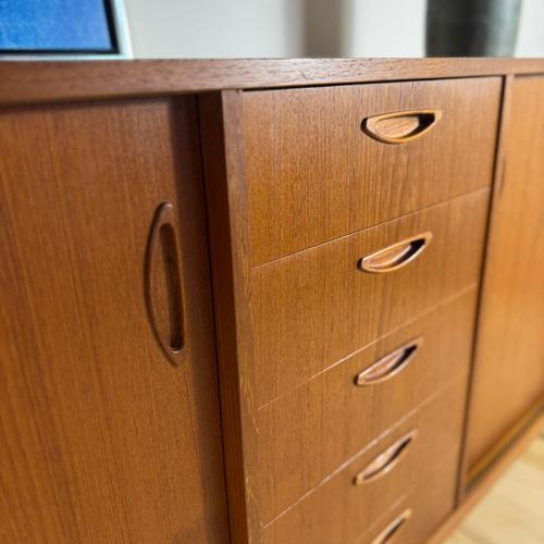 Mid-Century Modern Danish Teak Sideboard with Drawers and Sliding Doors – 1960s