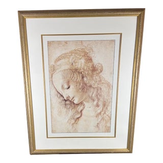 Large Framed Leonardo Da Vinci "Head of a Woman" (La Scapigliata) Fine Art Print For Sale