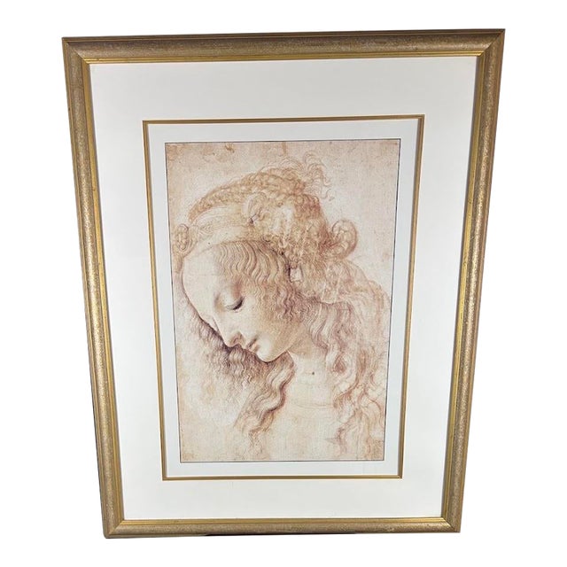 Large Framed Leonardo Da Vinci "Head of a Woman" (La Scapigliata) Fine Art Print For Sale