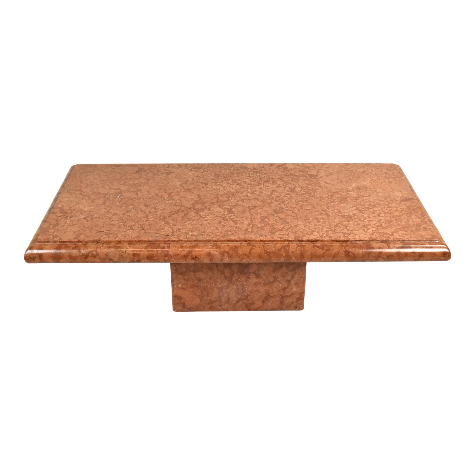 1970s Vintage Modern Italian Red Marble Coffee Table by Stone