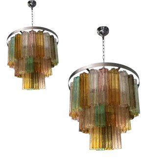 Multicolor Tronchi Murano Glass Chandeliers by Simoeng, Set of 2