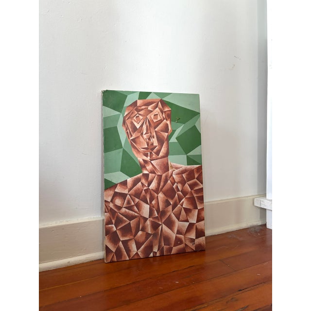 1970s Cubist Abstract Geometric MCM Outsider Artist Signed and Dated For Sale - Image 4 of 7