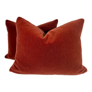 Schumacher "San Carlo Mohair" in Sienna 16"x20" Pillows-a Pair For Sale