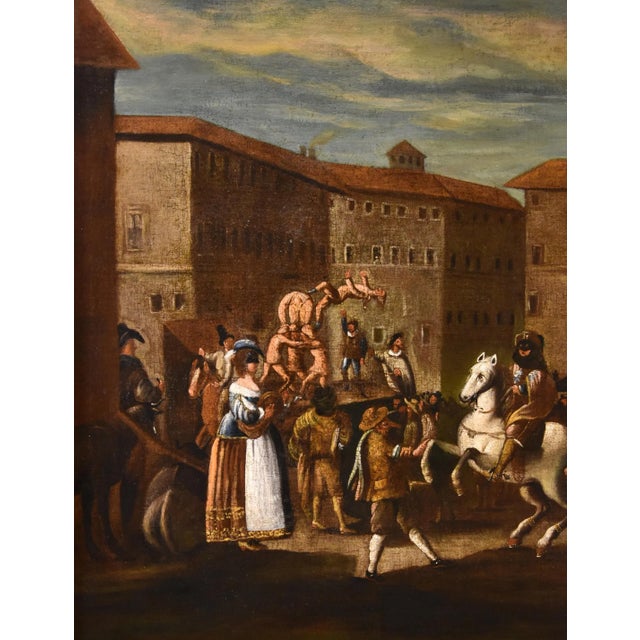 Workshop of Michelangelo Cerquozzi, Carnevale a Roma in Piazza Navona, 1650, Oil on Canvas For Sale - Image 7 of 14