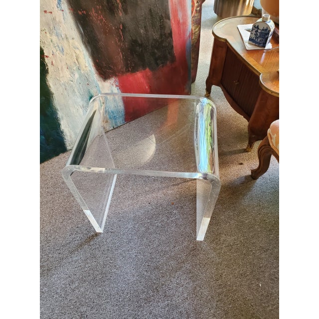 A superb 1970's thick heavy lucite inverted U shape drink table attributed to Vladimir Kagan. Really a modern art...