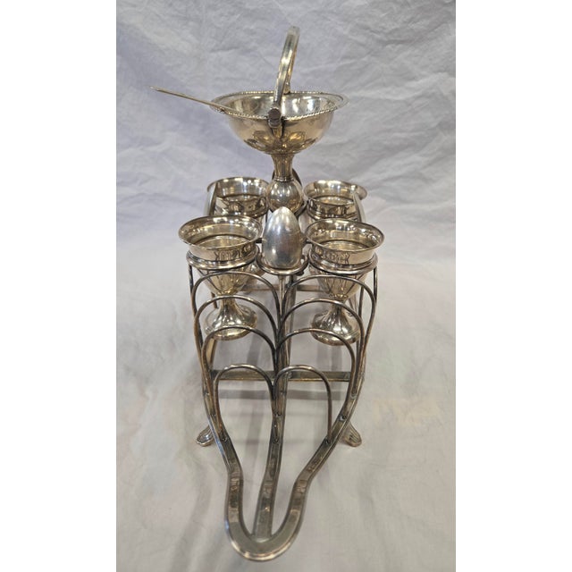 Antique Sheffield Silverplate Toast Rack With Egg Cups, England, 19th Century For Sale - Image 9 of 18