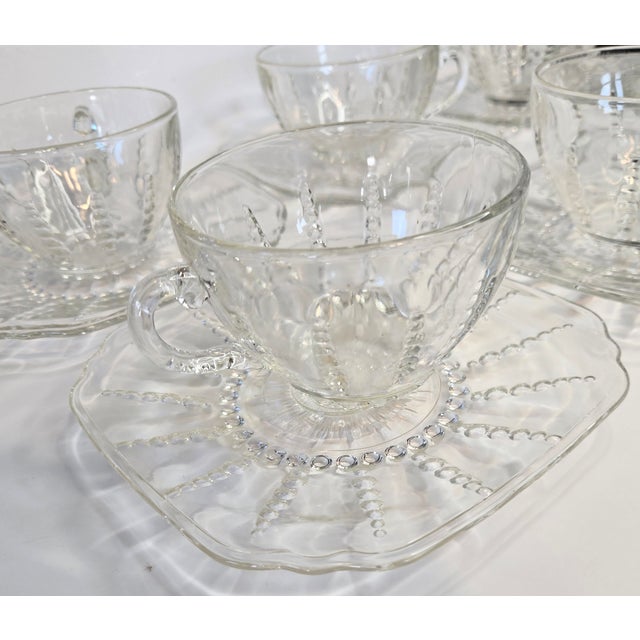 Glass Vintage Coastal Starburst Teaset- Set of Twelve For Sale - Image 7 of 16