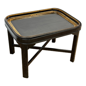 English Black + Gold Tray Table, 19th Century