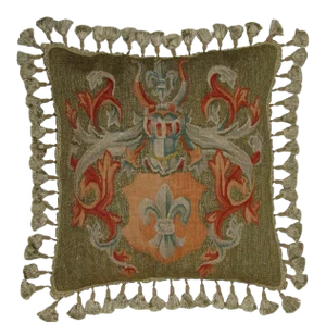Aubusson Handwoven Wool Throw Pillow