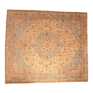 Vintage Distressed Tabriz Square Carpet - 11'8" x 13' For Sale