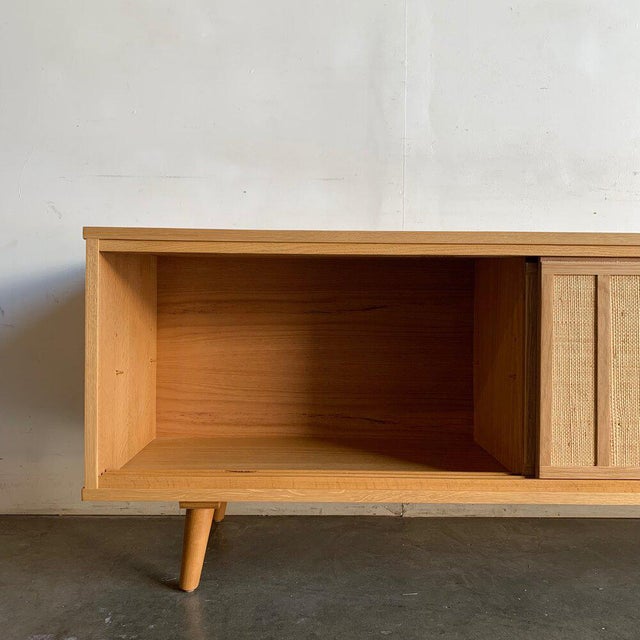 MidCentury Modern White Oak and Cane Credenza Chairish