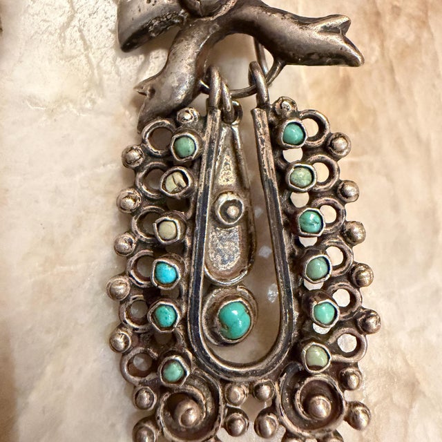 William Spratling Mexican Dangle Earring Sterling Silver Turquoise Stones Barretto Matilde Poulat For Sale - Image 4 of 18