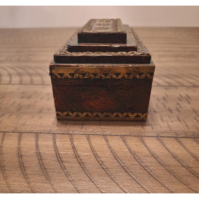 Brown Indian Brass-Fitted Stepped Wooden Box For Sale - Image 8 of 8