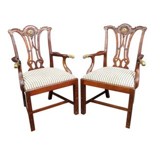 Maitland-Smith Chippendale Style Armchairs For Sale