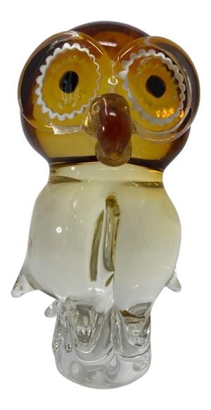 Amber Murano Glass Owl by Zanetti