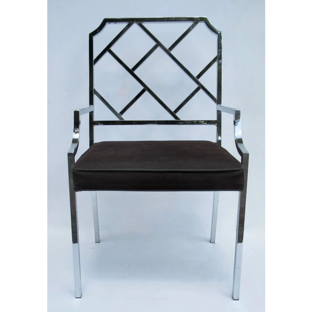 1970s C.1970's MCM Milo Baughman Design for D. I. A. (Design Institute for America) Chrome Chippendale-Style Desk, Arm Side Chair For Sale - Image 5 of 12