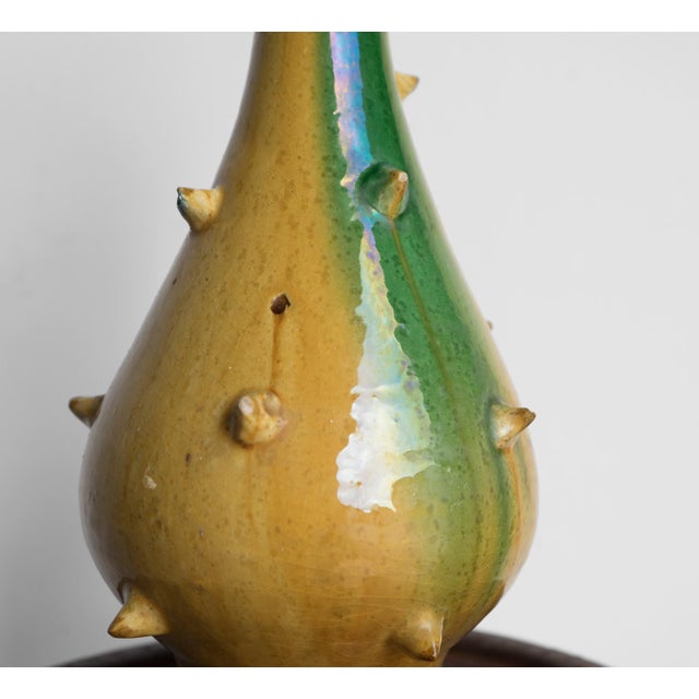 Vintage French Faience Spikey Glazed Studio Pottery Vase, Early to Mid 20th C For Sale - Image 10 of 14