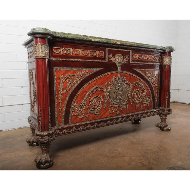 Brown 19th Century French Empire Sideboard With Gilt Bronze Mounts & Green Marble Top For Sale - Image 8 of 8
