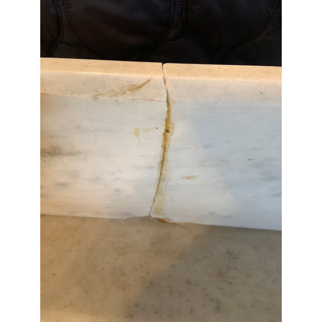 Large Vintage 19th Century French Marble Top Wash Stand - Turned Legs, Backsplash For Sale - Image 11 of 12
