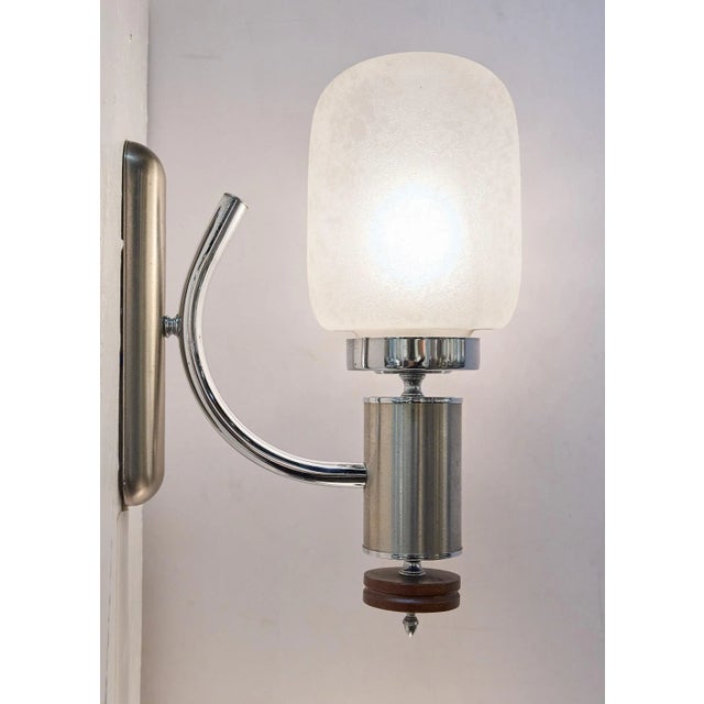 Chrome Pair of Large Italian Wall Sconces, C1970s For Sale - Image 8 of 12