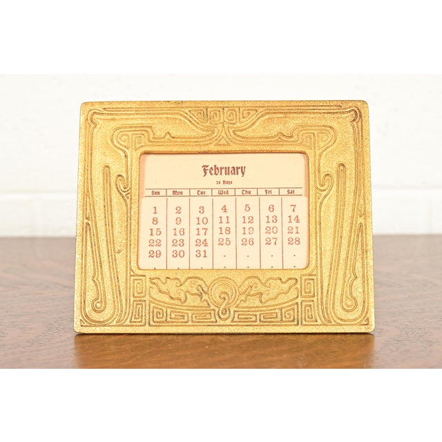 Tiffany Studios New York Chinese Pattern Bronze Doré Desk Calendar Frame or Picture Frame For Sale - Image 14 of 14