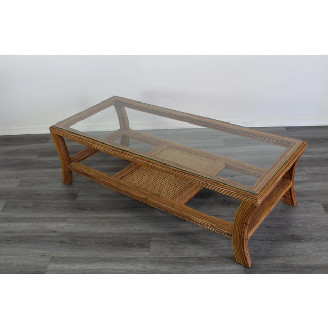 Wood Vintage Pencil Reed Two Tiered Coffee Table For Sale - Image 7 of 11