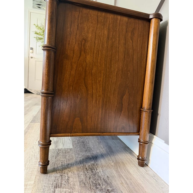 Professionally Restored Mid-Century National Mount Airy Faux Bamboo Bedroom Set - 4 Pieces For Sale - Image 11 of 17