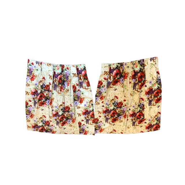 Vintage 1970’s Floral Classic Pleated Curtain Drapes Set of 2 Nostalgic Mad Men Vibe For Sale - Image 11 of 12