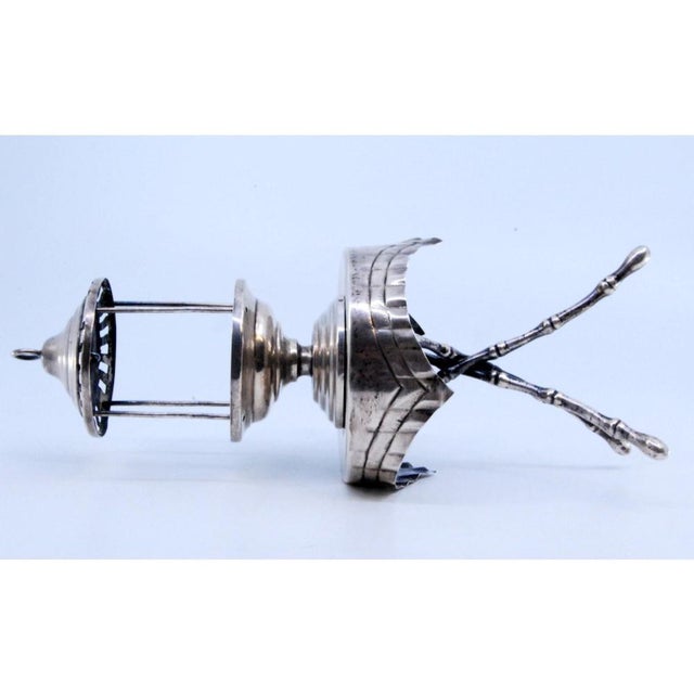 Table-Shaped Silver Toothpick Holder with Bird Cage and Bamboo Legs For Sale - Image 4 of 10