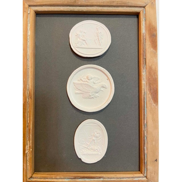 Italian Plaster Intaglios in 1880s Pine Frame For Sale - Image 6 of 7