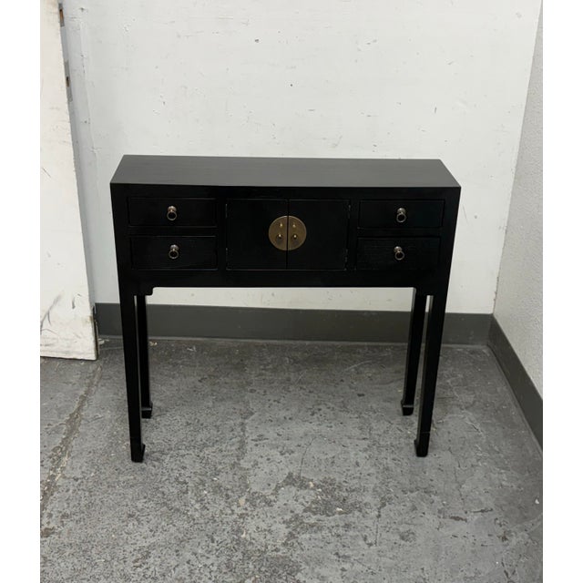 Asian Black Console Cabinet For Sale - Image 9 of 12