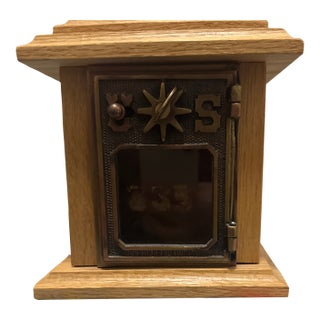 Antique Usps Post Office Box Door Oak Bank – 1901 "Starway" Combination Lock For Sale