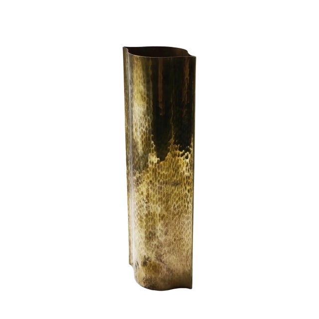 Mid-Century Modern Hammered Brass Vase from Zanetto, Italy, 1970s For Sale - Image 3 of 9