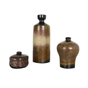 German Ceramic Studio Pottery Vase from Elmar & Elke Kubicek, 1970s, Set of 3