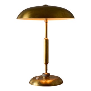 1940s Giovanni Michelucci Patinated Brass Adjustable Banker Lamp for Lariolux For Sale